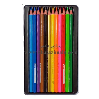 مداد رنگی 12 رنگ جعبه فلزی برند MQ