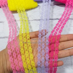 نوار تور طرح سه شکوفه گل (کد22)