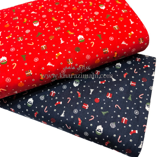 پارچه کتان نخ فیلور عرض90 طرح کریسمس کد 240