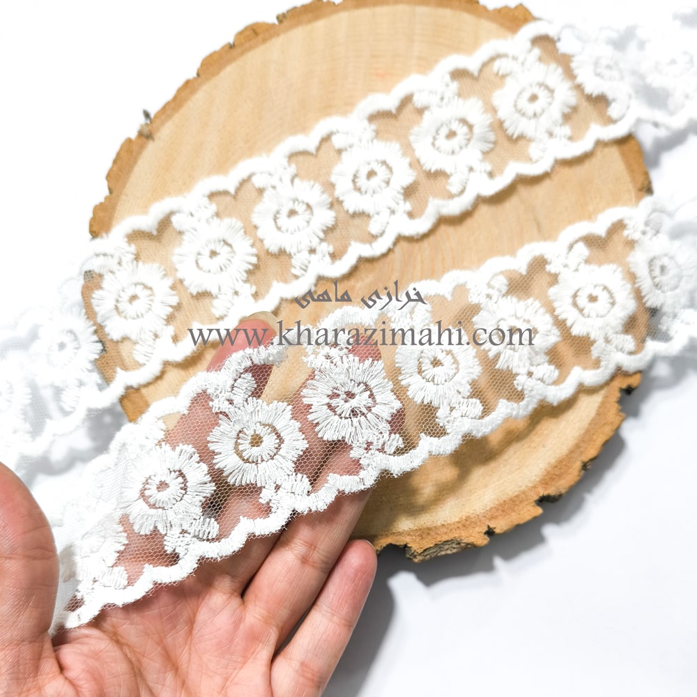 دانتل شیفون دو طرفه طرح هلالی گل داوودی (کد36)