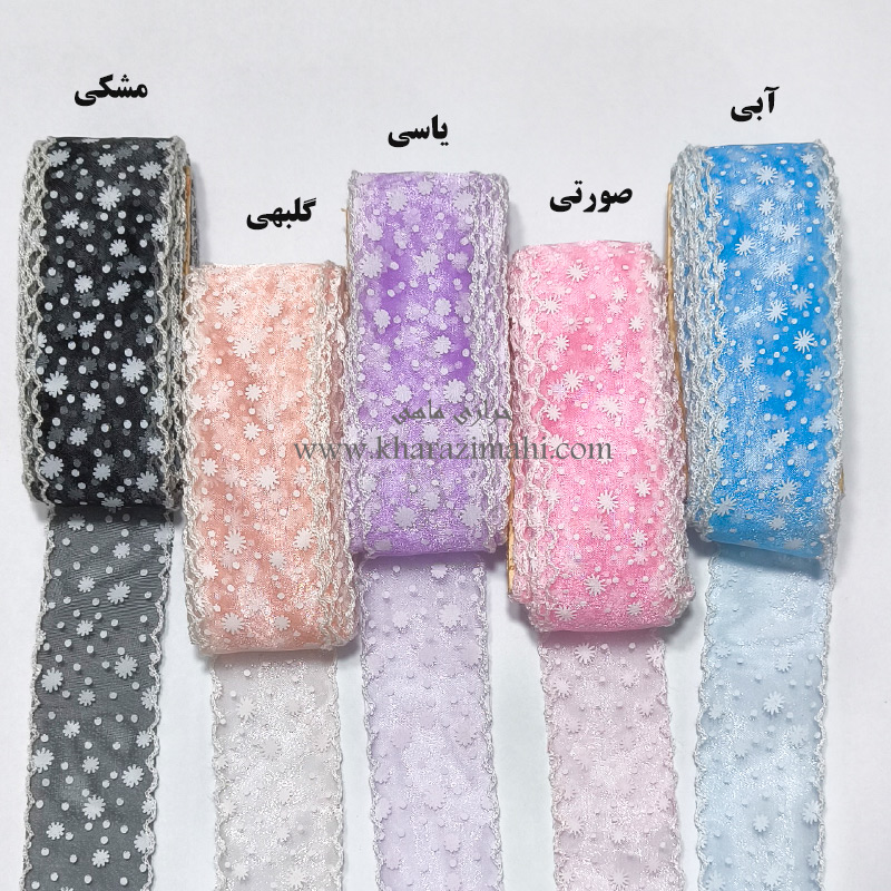 دانتل شیفون طرح شکوفه رنگی(کد39)