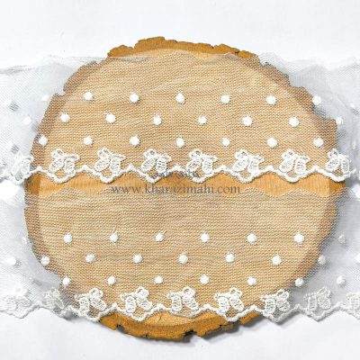 دانتل شیفون طرح پروانه خال خالی (کد44)