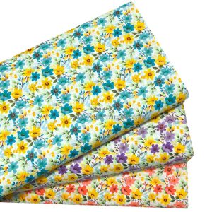 پارچه کتان نخ فیلور عرض90 طرح گل رویایی کد 248