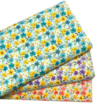 پارچه کتان نخ فیلور عرض90 طرح گل رویایی کد 248