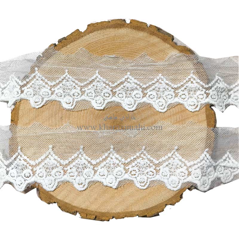 دانتل شیفون طرح سه شکوفه و لوزی (کد57)