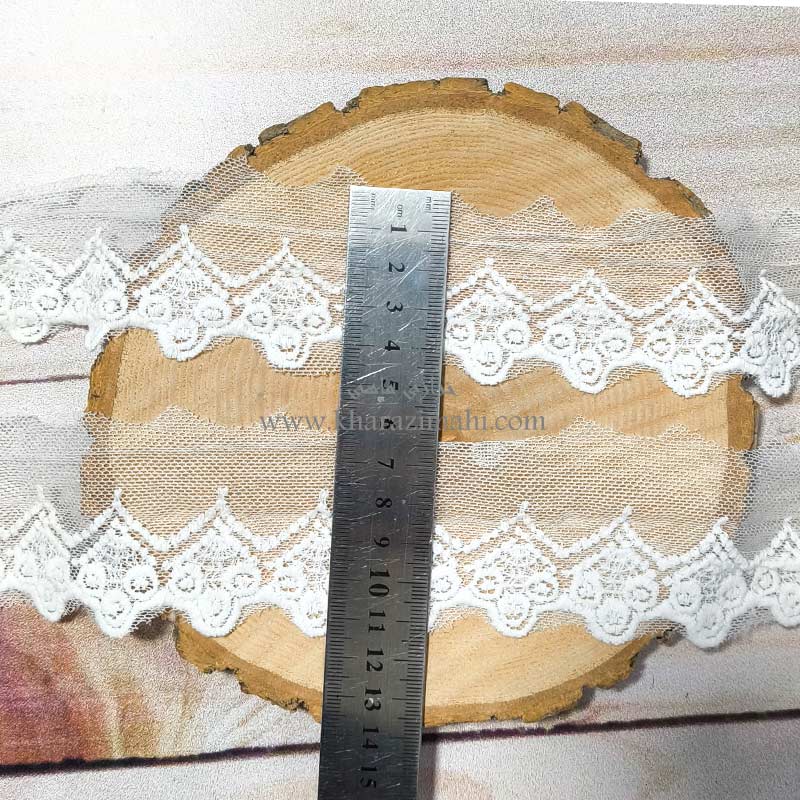 دانتل شیفون طرح سه شکوفه و لوزی (کد57)